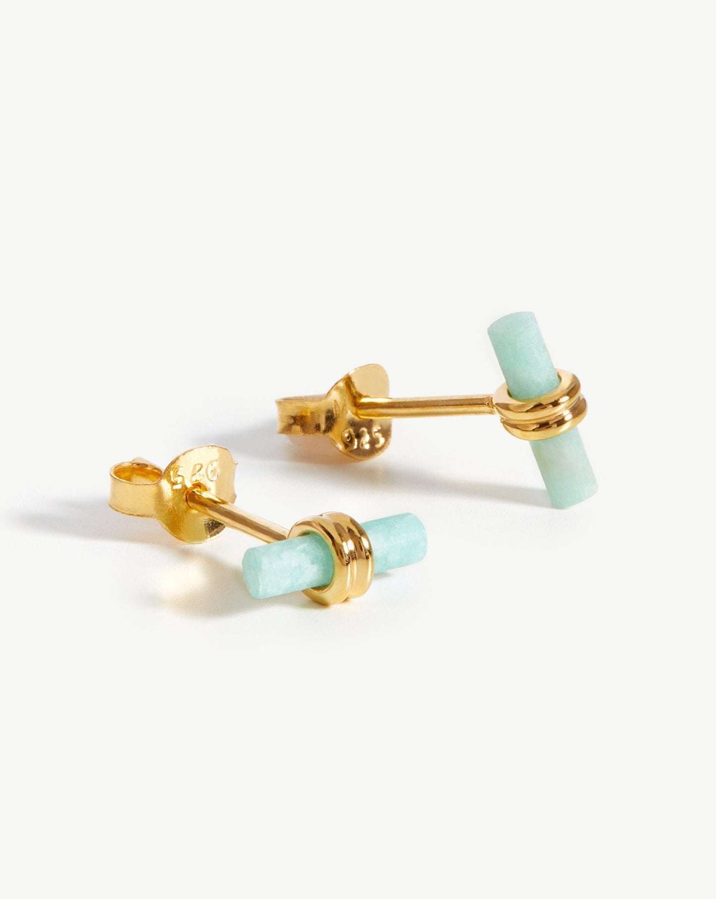 Bar Stud Earrings | 18ct Gold Vermeil/Amazonite