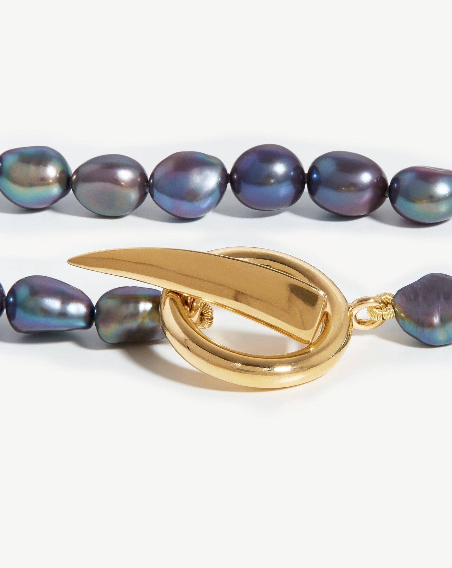 Baroque Pearl Claw T-Bar Necklace | 18ct Gold Vermeil/Peacock Pearl