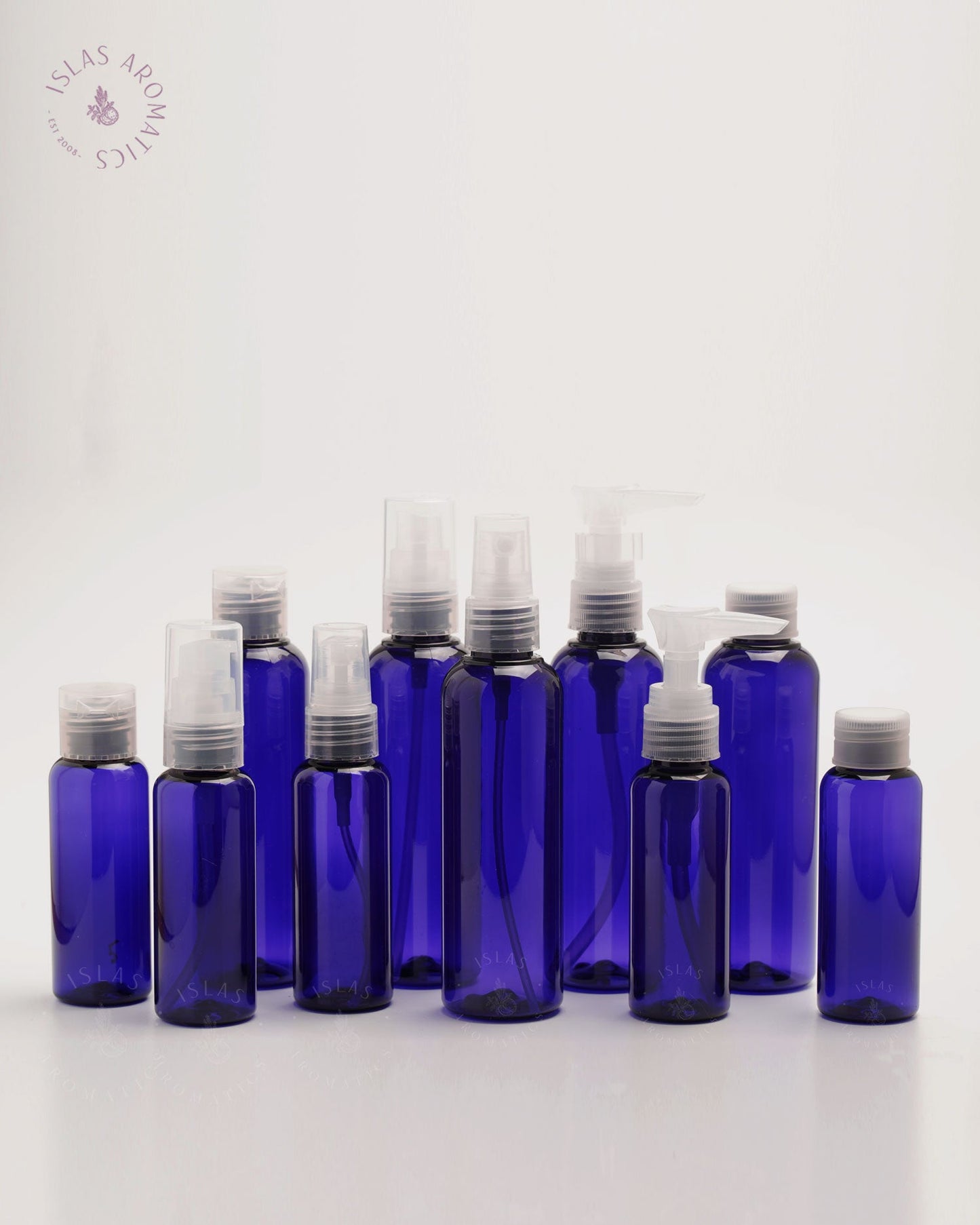 Blue Bottles w/ Clear Covers