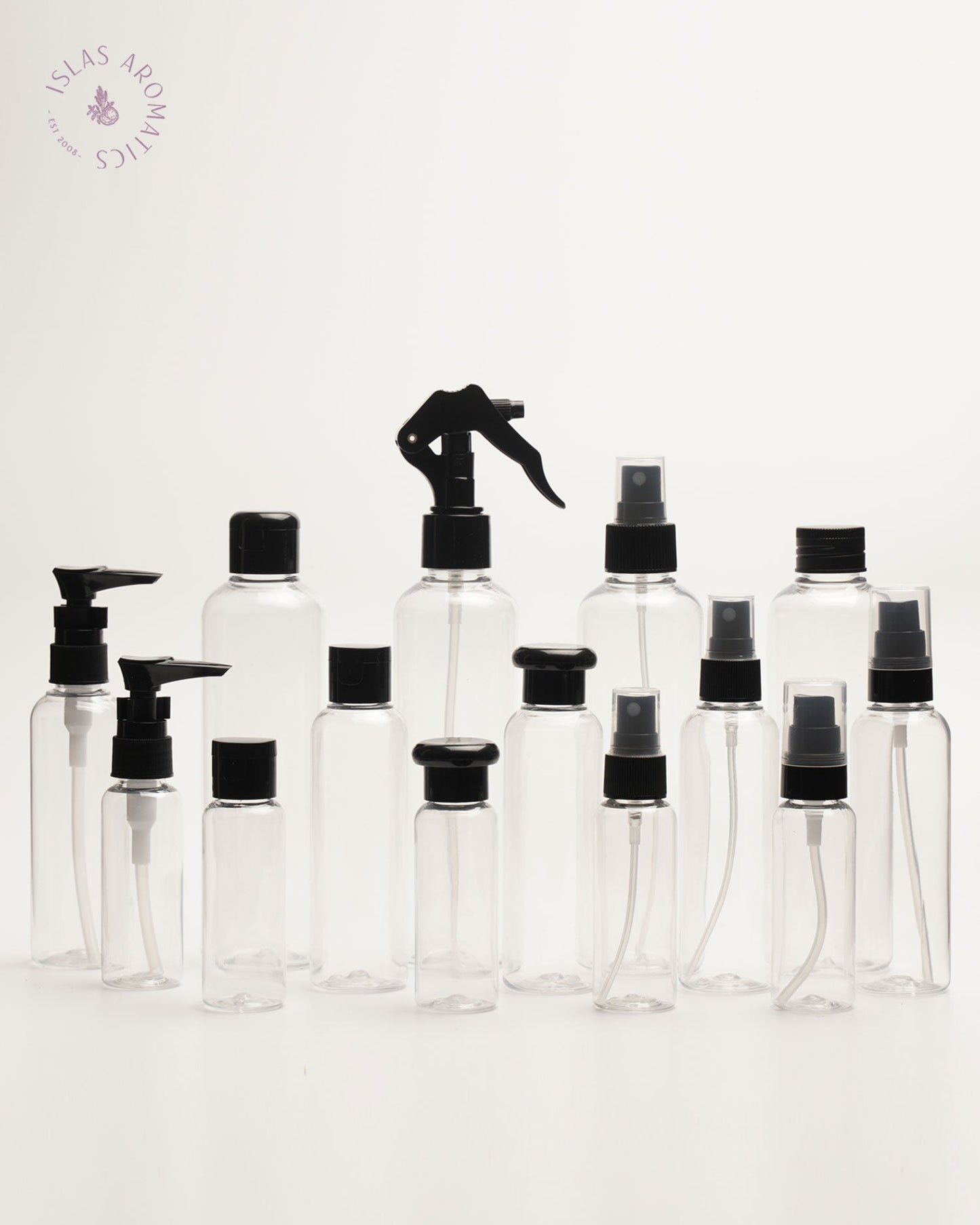 Clear Bottles w/ Black Covers