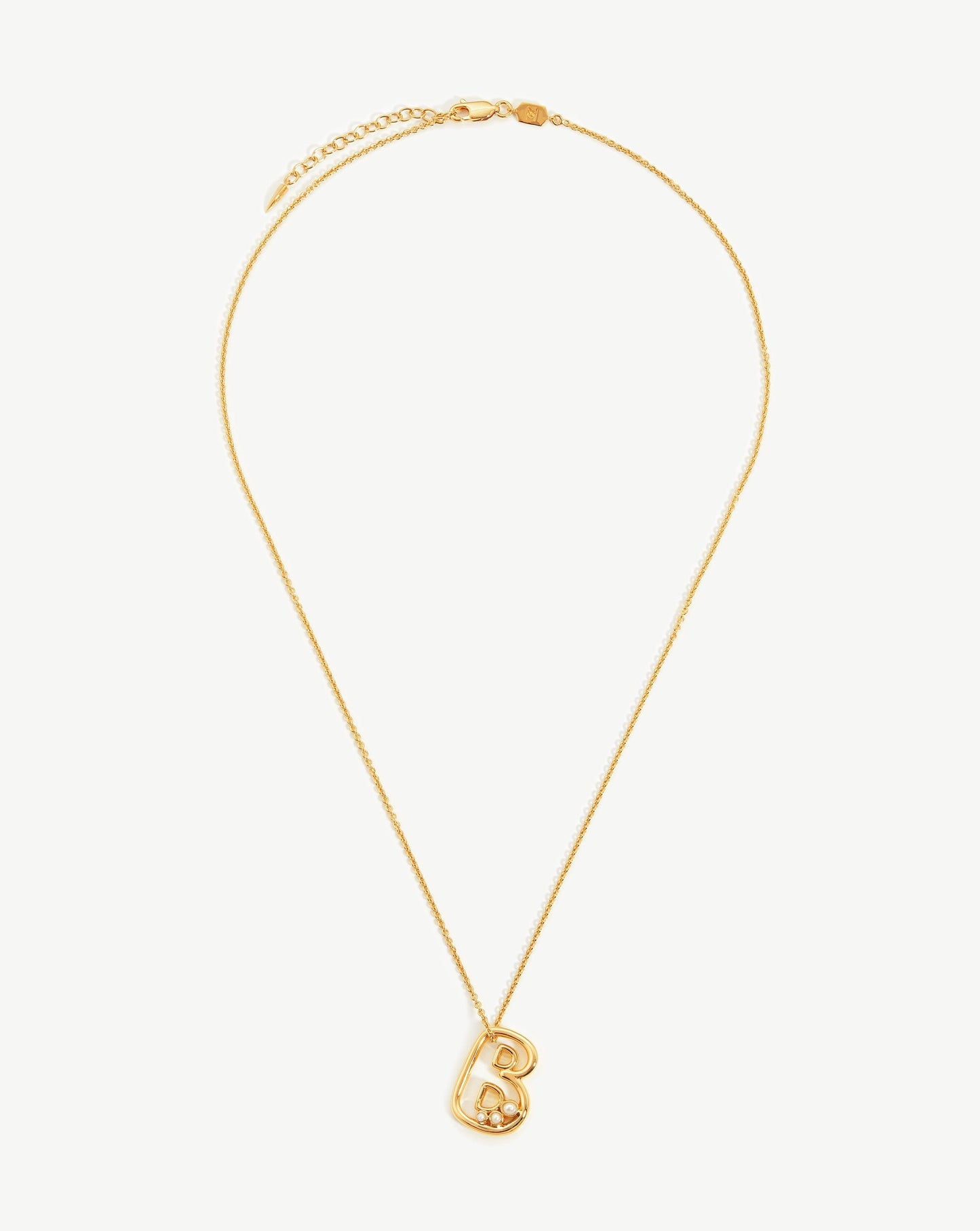 Chubby Pearl Initial Pendant Necklace - Initial B | 18ct Gold Vermeil/Pearl