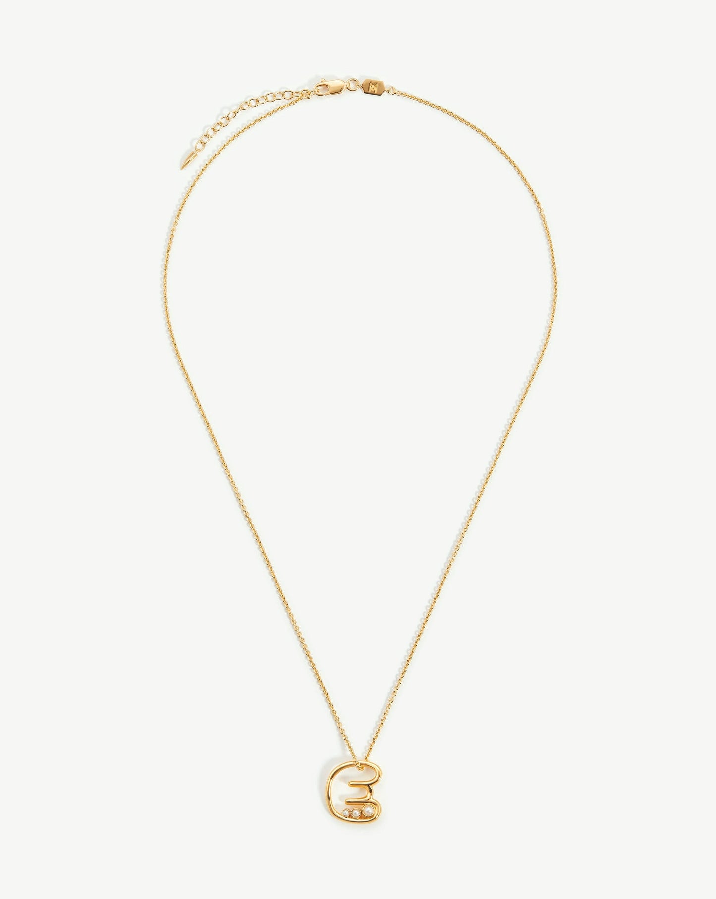 Chubby Pearl Initial Pendant Necklace - Initial E | 18ct Gold Vermeil/Pearl