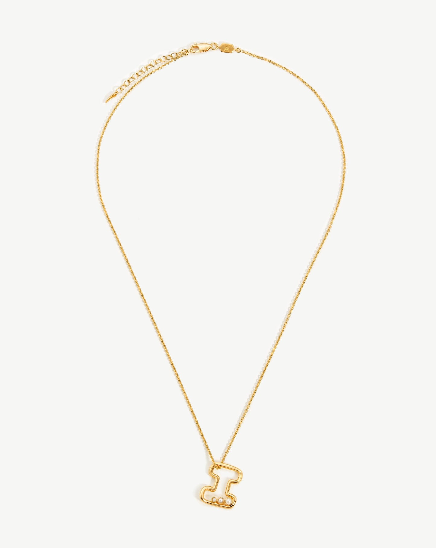 Chubby Pearl Initial Pendant Necklace - Initial I | 18ct Gold Vermeil/Pearl
