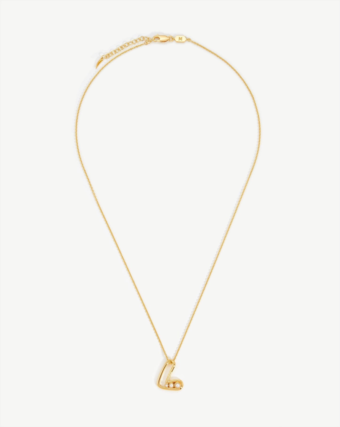 Chubby Pearl Initial Pendant Necklace - Initial L | 18ct Gold Vermeil/Pearl