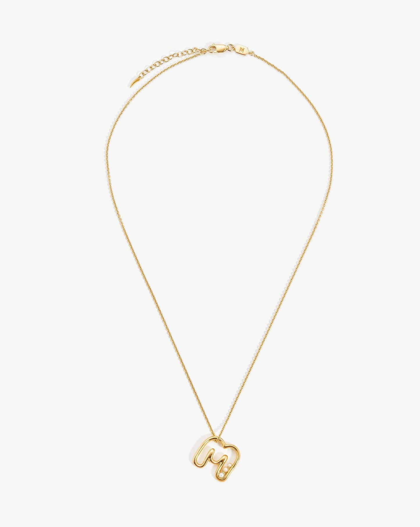 Chubby Pearl Initial Pendant Necklace - Initial M | 18ct Gold Vermeil/Pearl