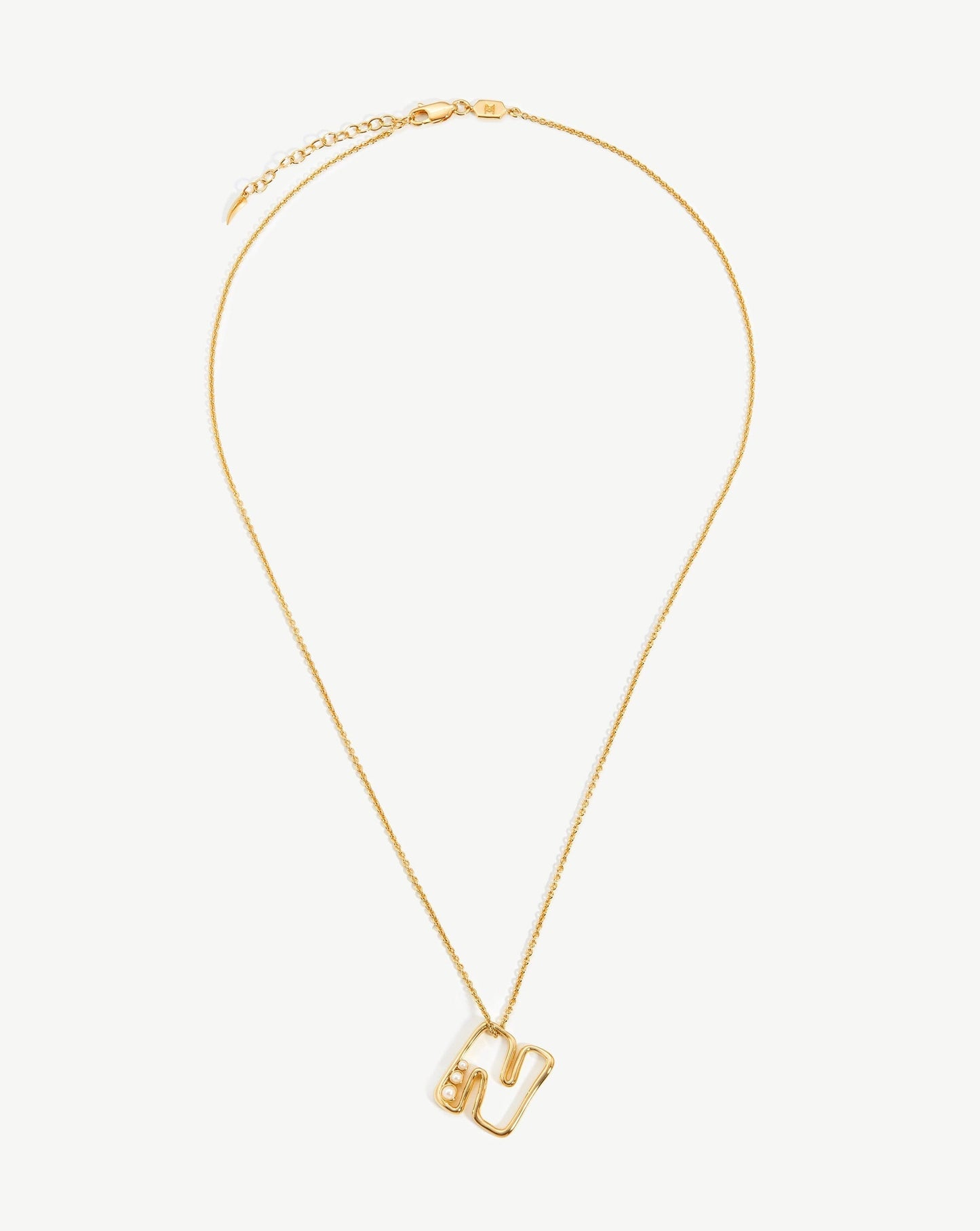 Chubby Pearl Initial Pendant Necklace - Initial N | 18ct Gold Vermeil/Pearl