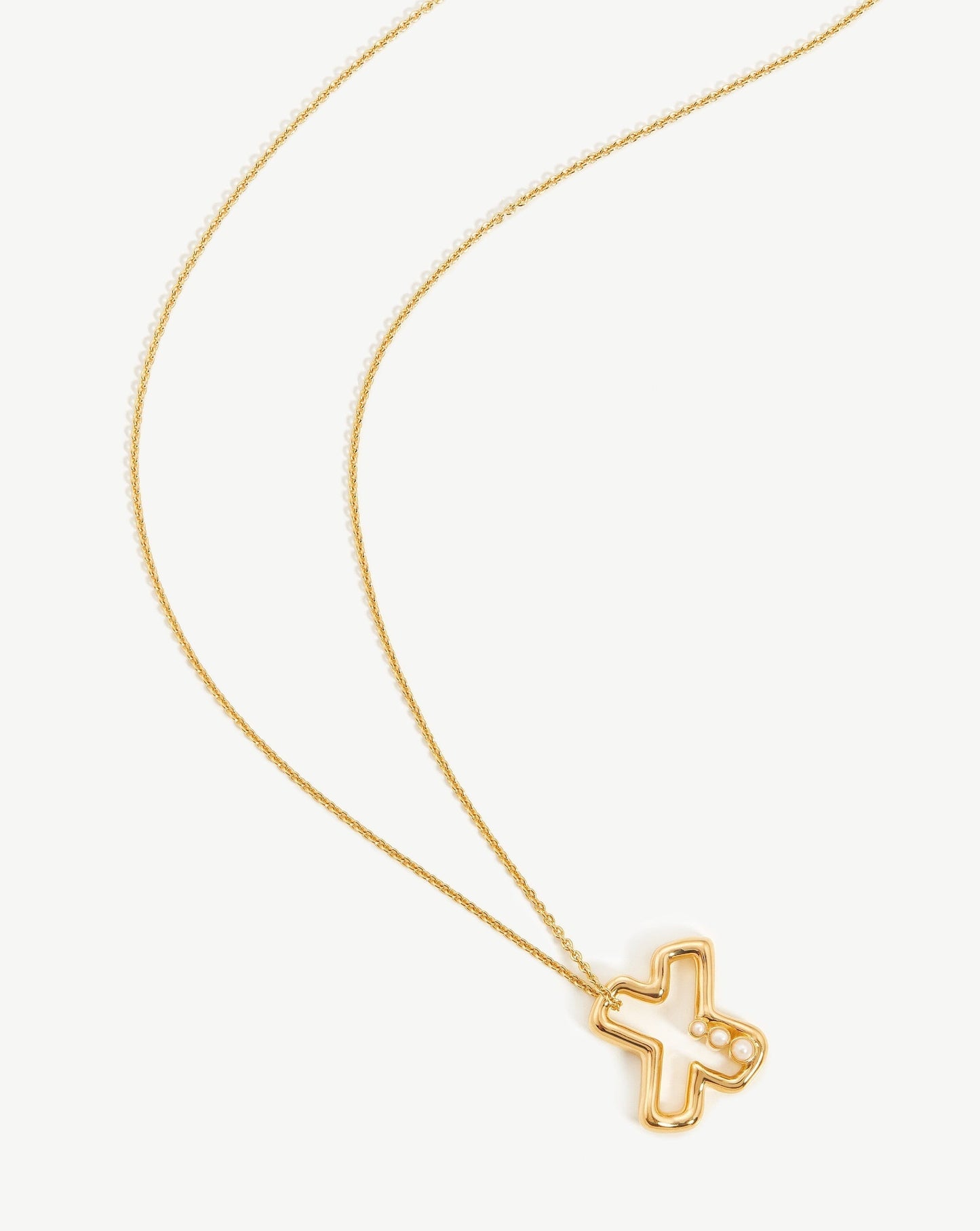Chubby Pearl Initial Pendant Necklace - Initial X | 18ct Gold Vermeil/Pearl