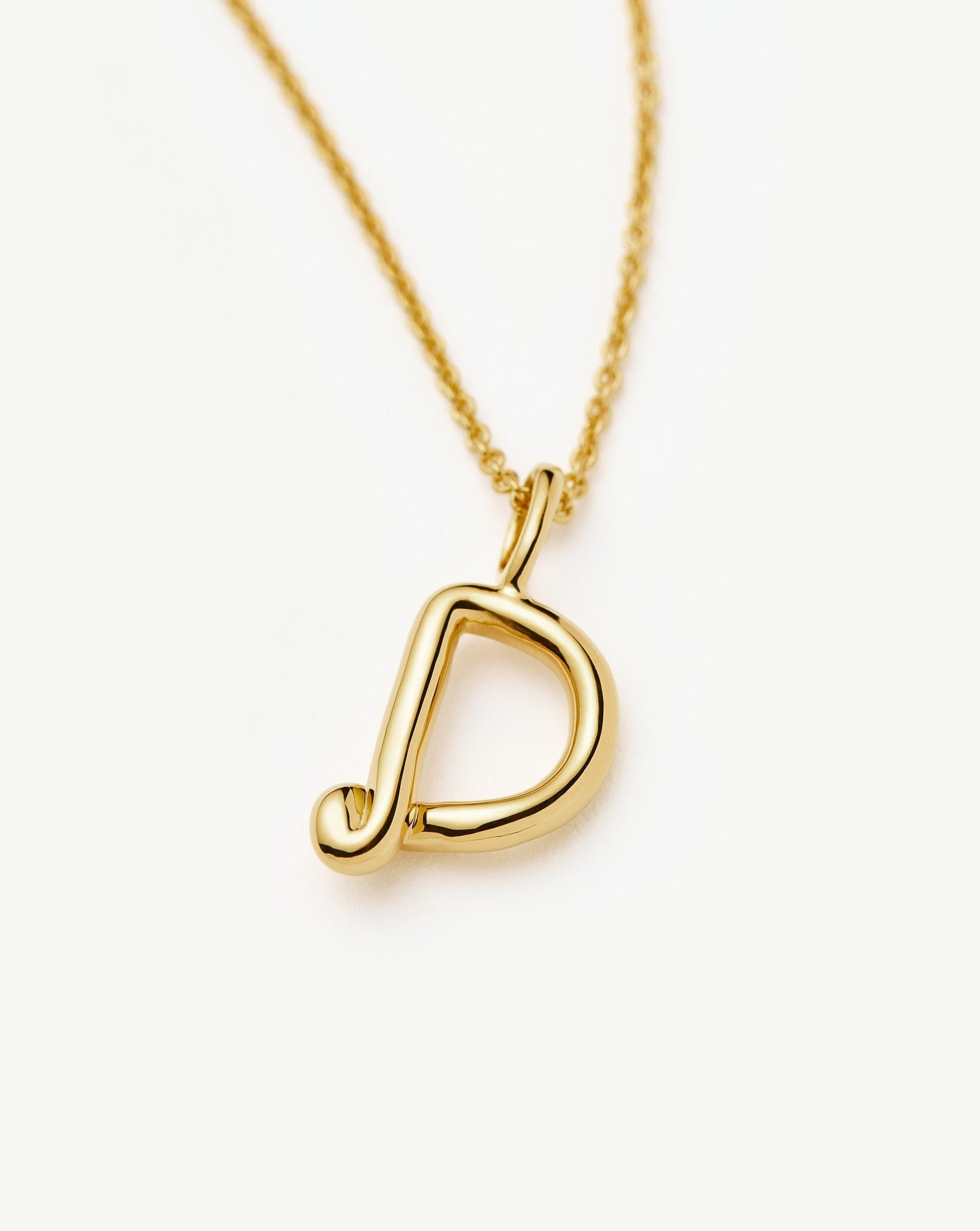 Curly Molten Mini Initial Necklace - D | 18ct Gold Vermeil