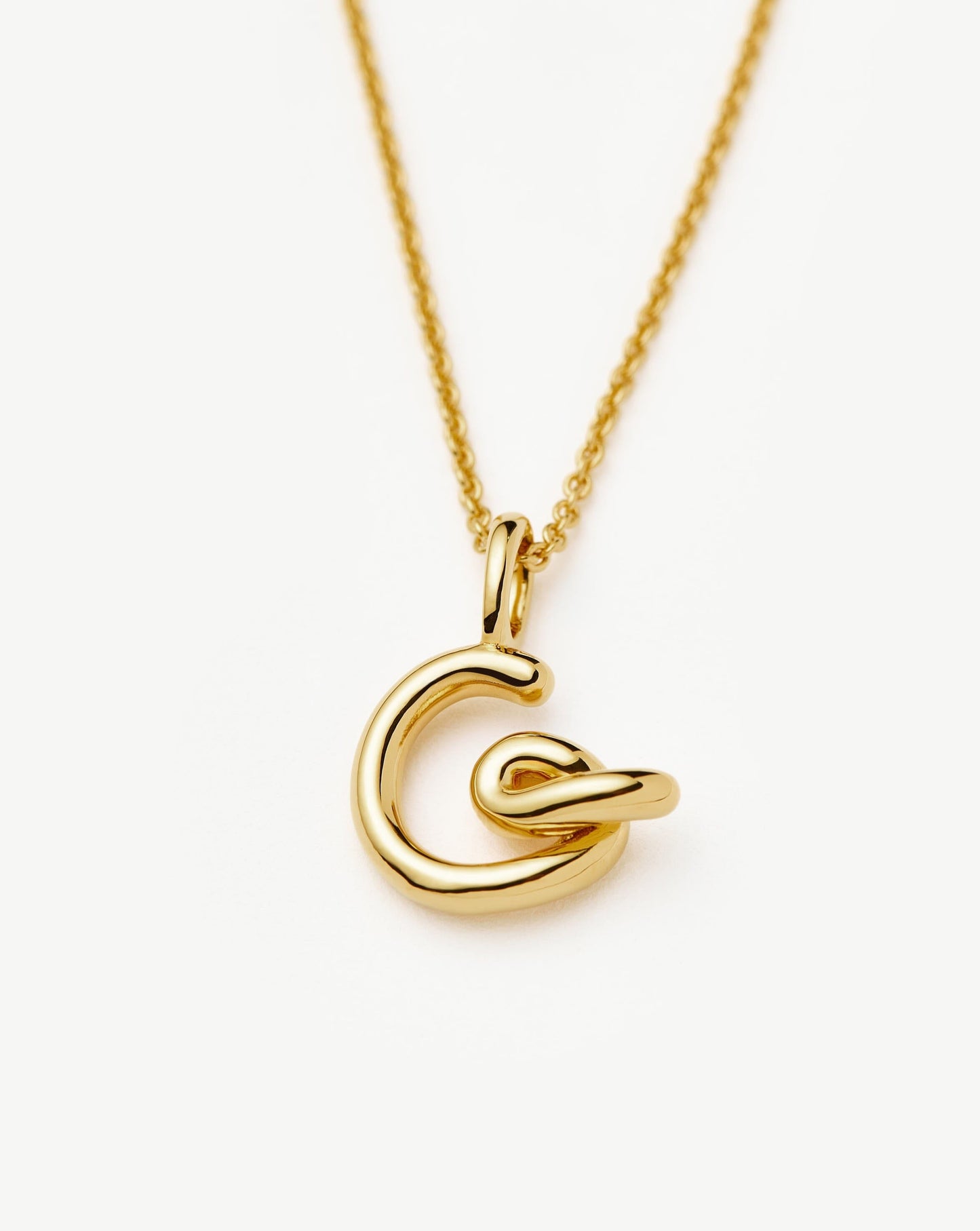 Curly Molten Mini Initial Necklace - G | 18ct Gold Vermeil