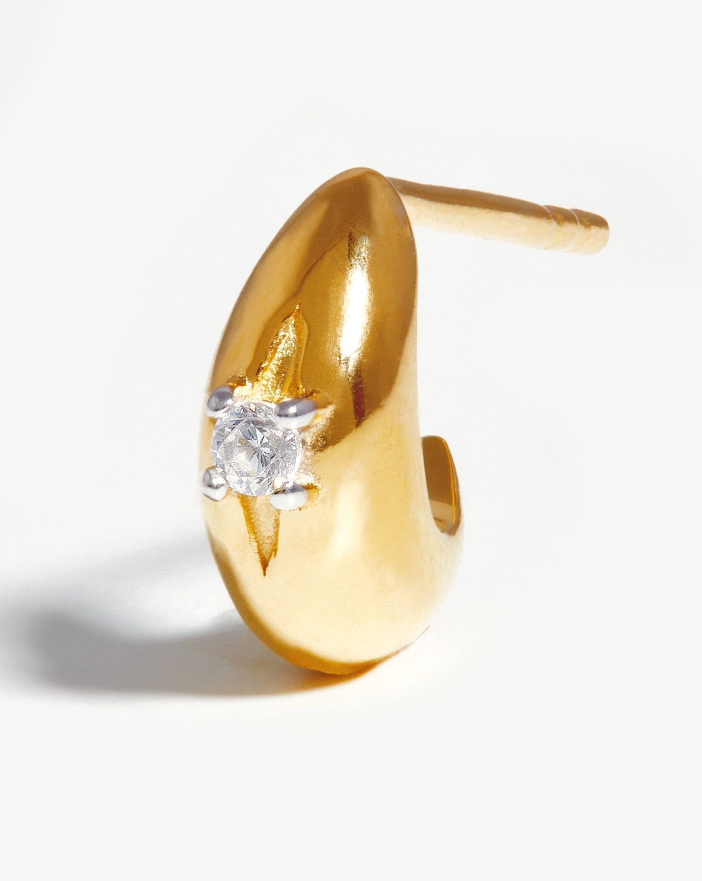 Dome Single Stone Mini Hoop Earrings | 18ct Gold Vermeil/Cubic Zirconia