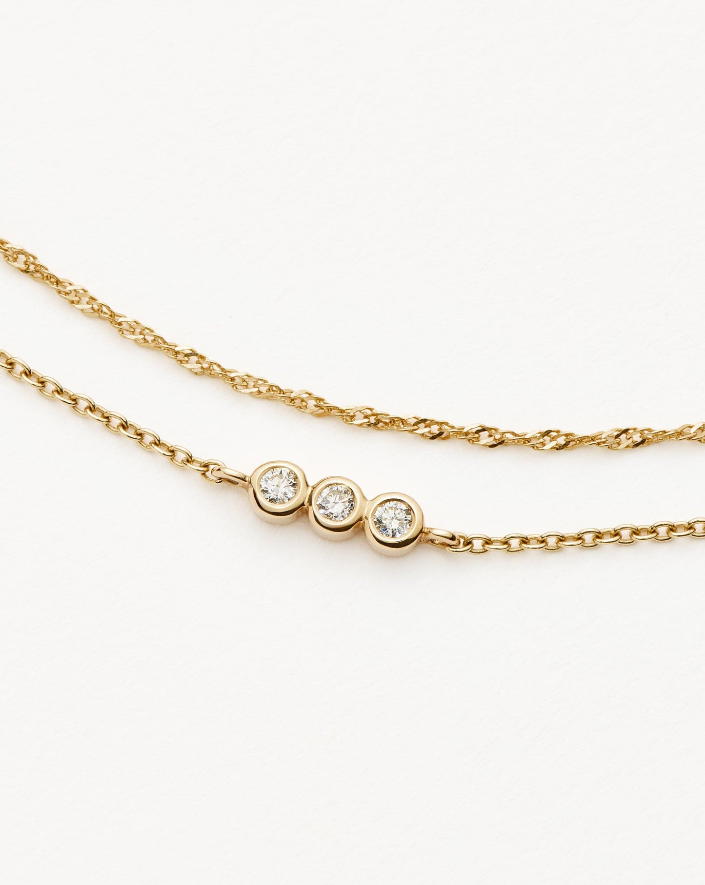 Fine Diamond Solitaire & Twisted Chain Bracelet Set | 14ct Solid Gold Diamond