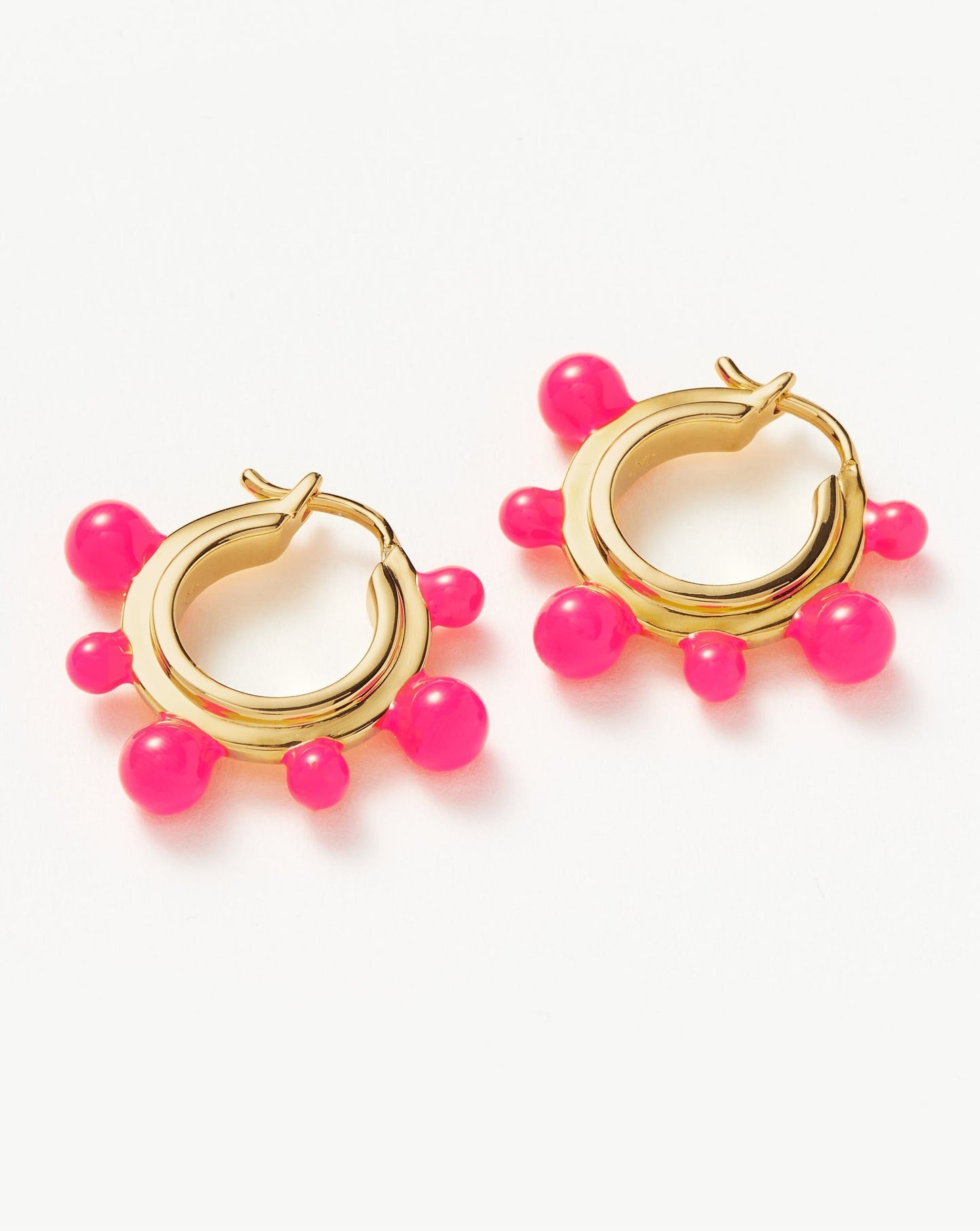 Good Vibes Neon Enamel Sphere Small Hoop Earrings | 18ct Gold Plated/Hot Pink