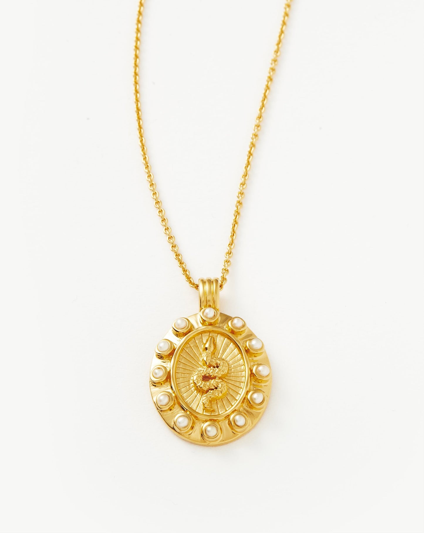 Harris Reed Serpent Pearl Pendant Necklace | 18ct Gold Vermeil/Pearl