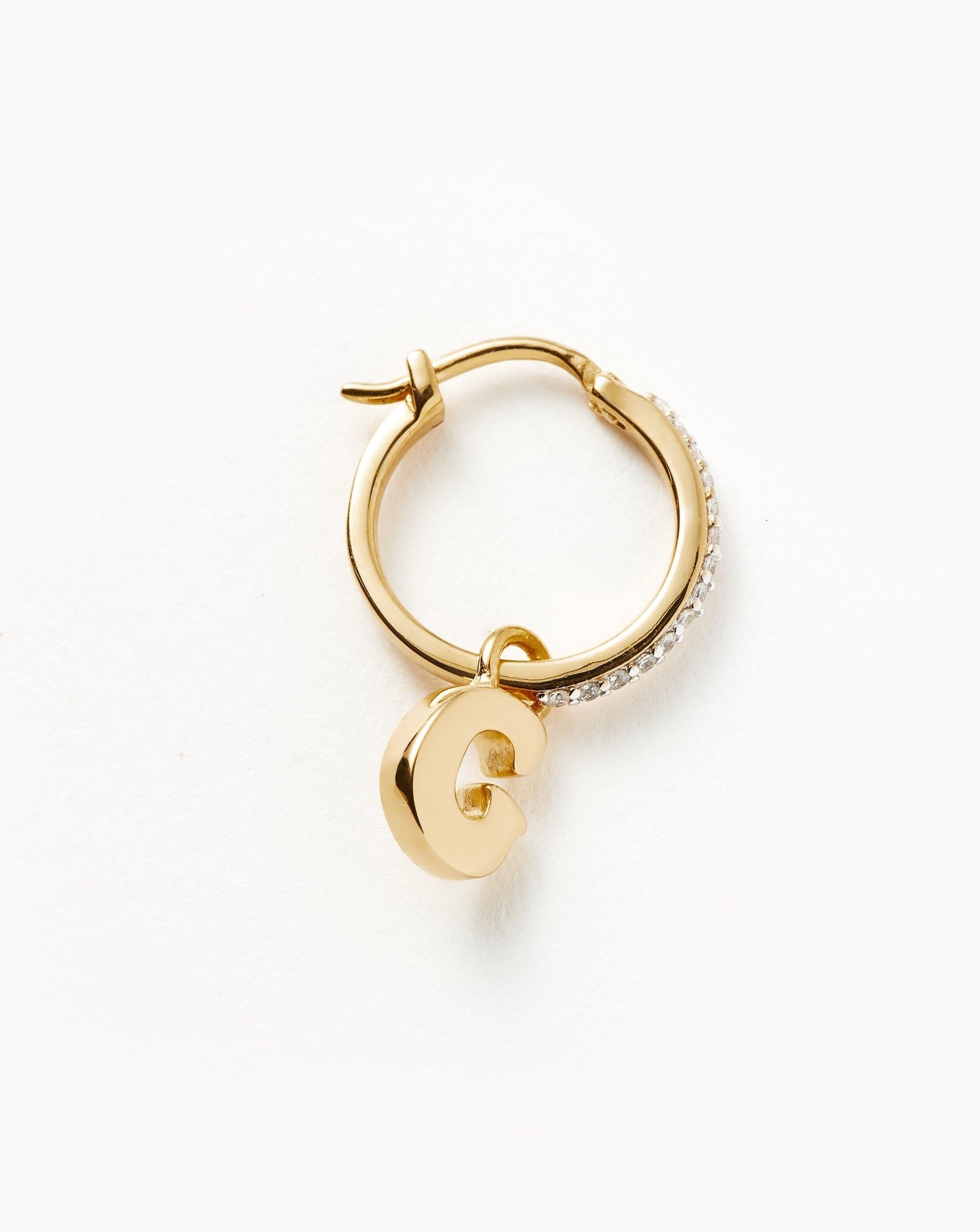 Initial Single Charm Hoop Earring - Initial G | 18ct Gold Vermeil
