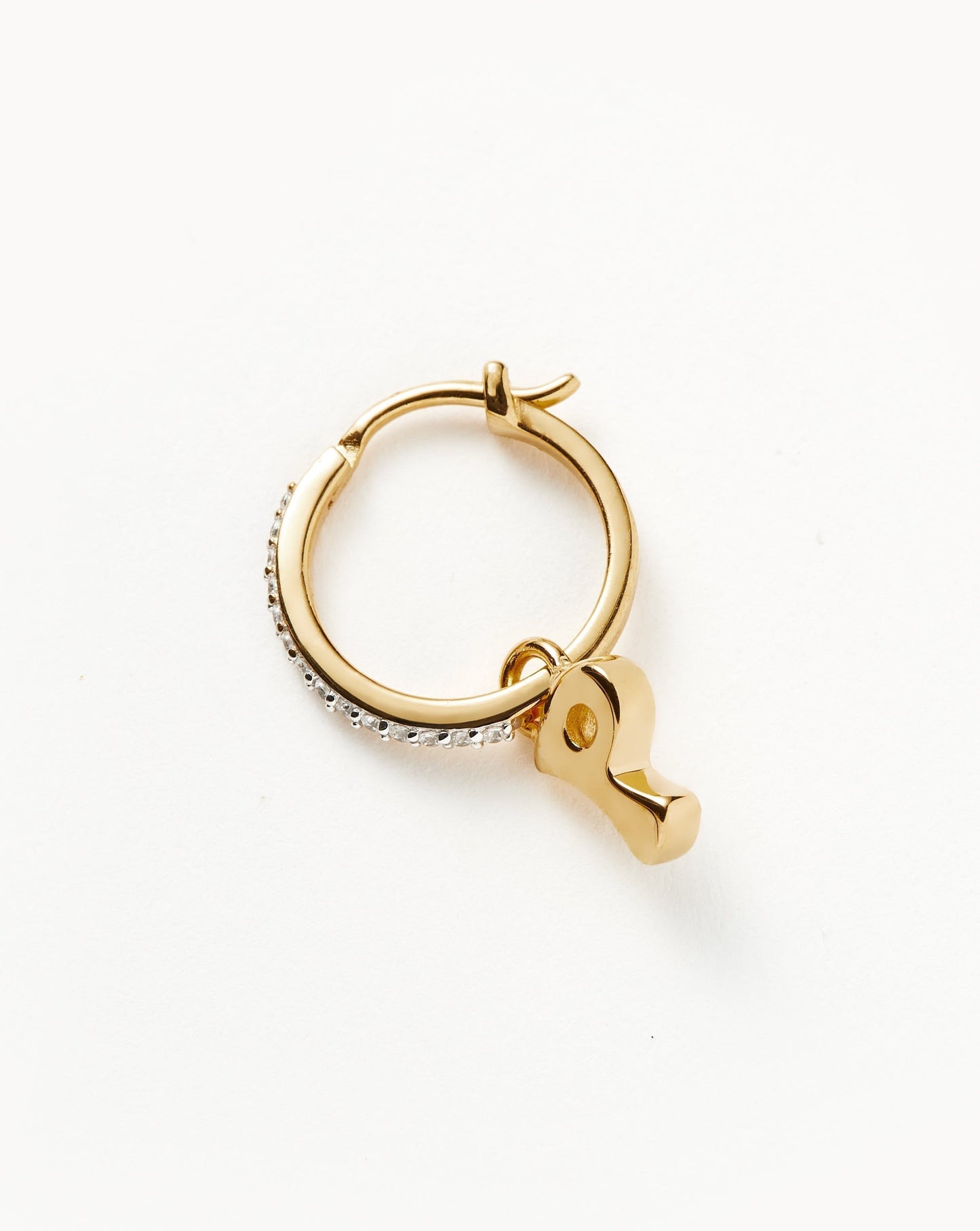 Initial Single Charm Hoop Earring - Initial P | 18ct Gold Vermeil