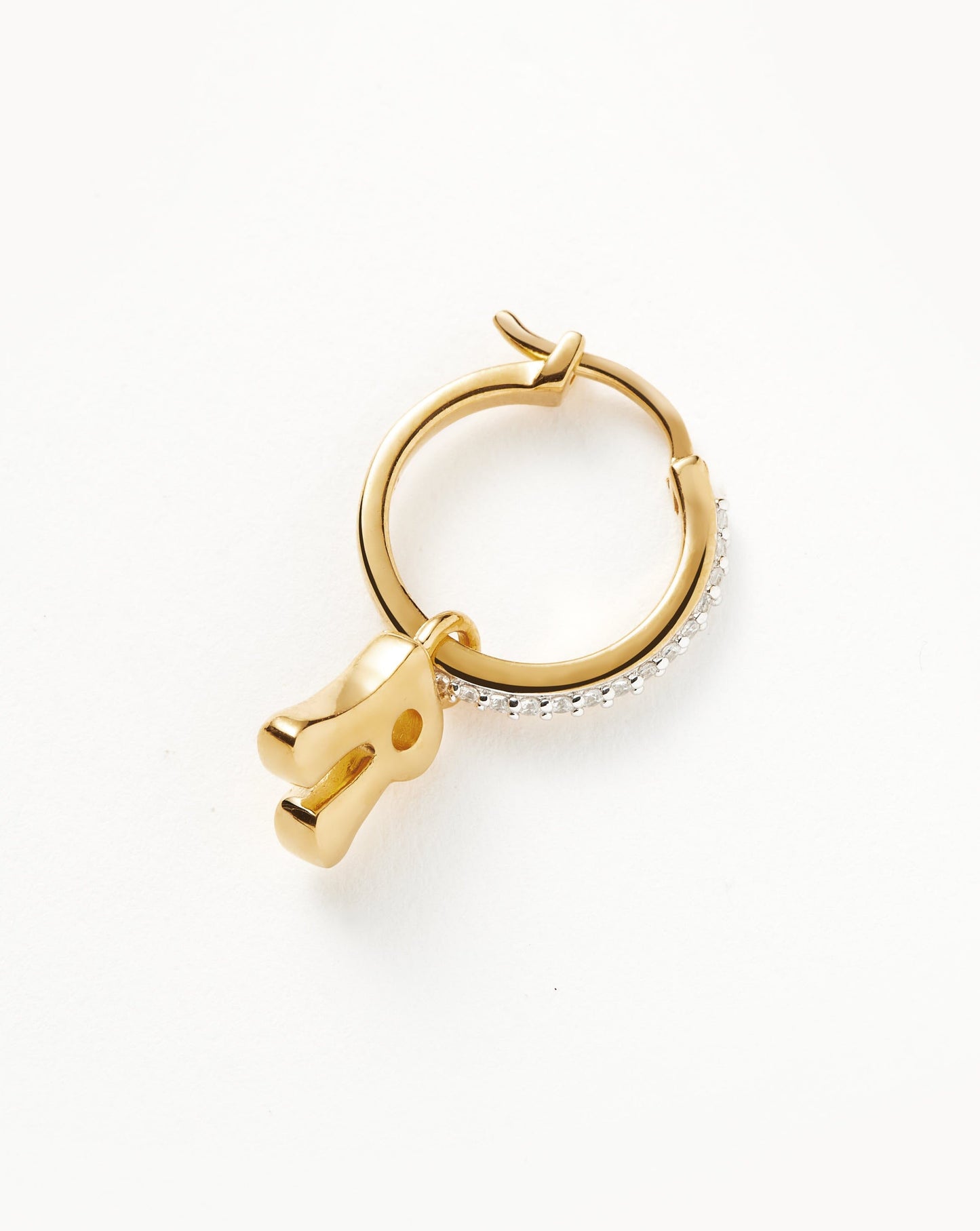 Initial Single Charm Hoop Earring - Initial R | 18ct Gold Vermeil