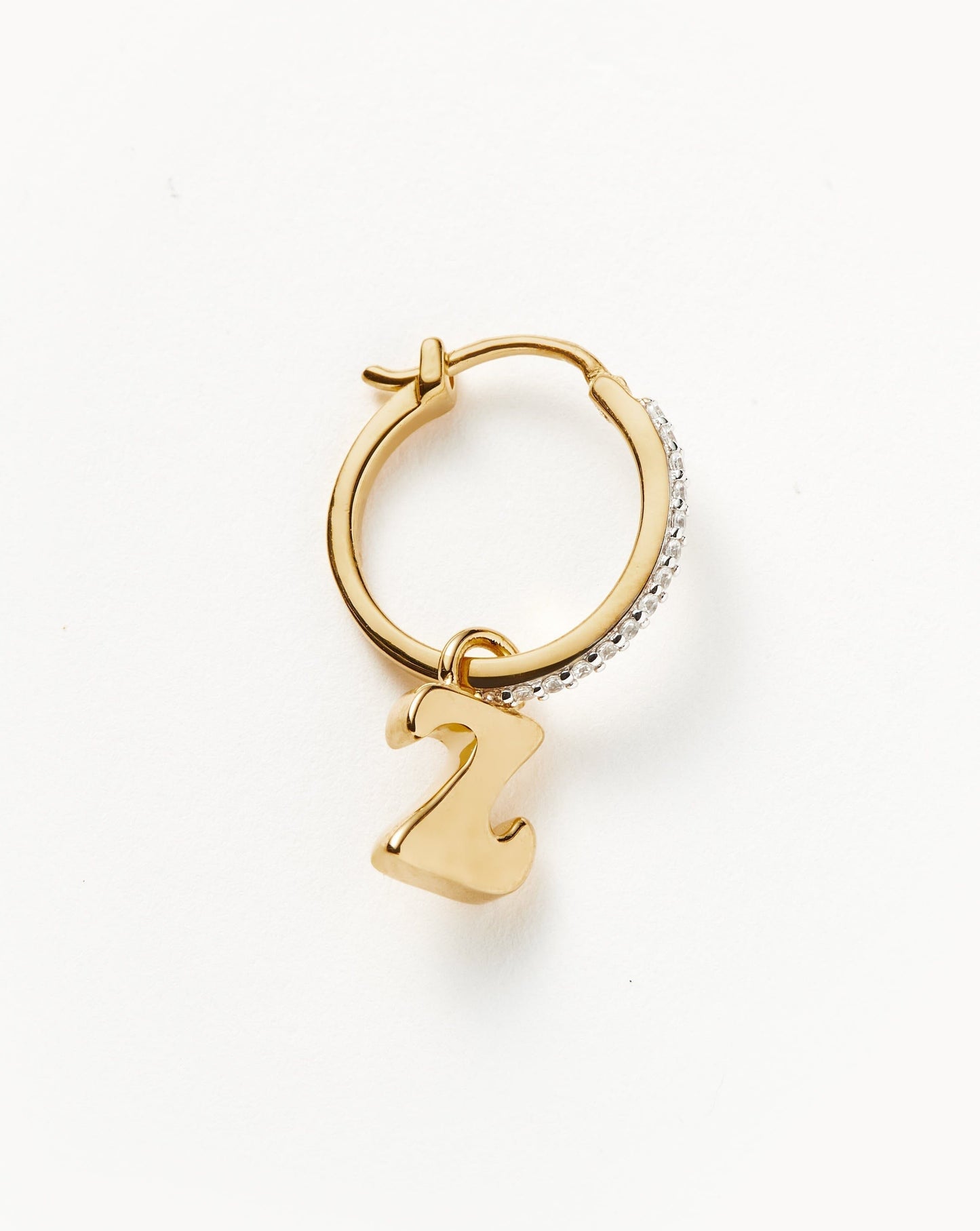 Initial Single Charm Hoop Earring - Initial Z | 18ct Gold Vermeil