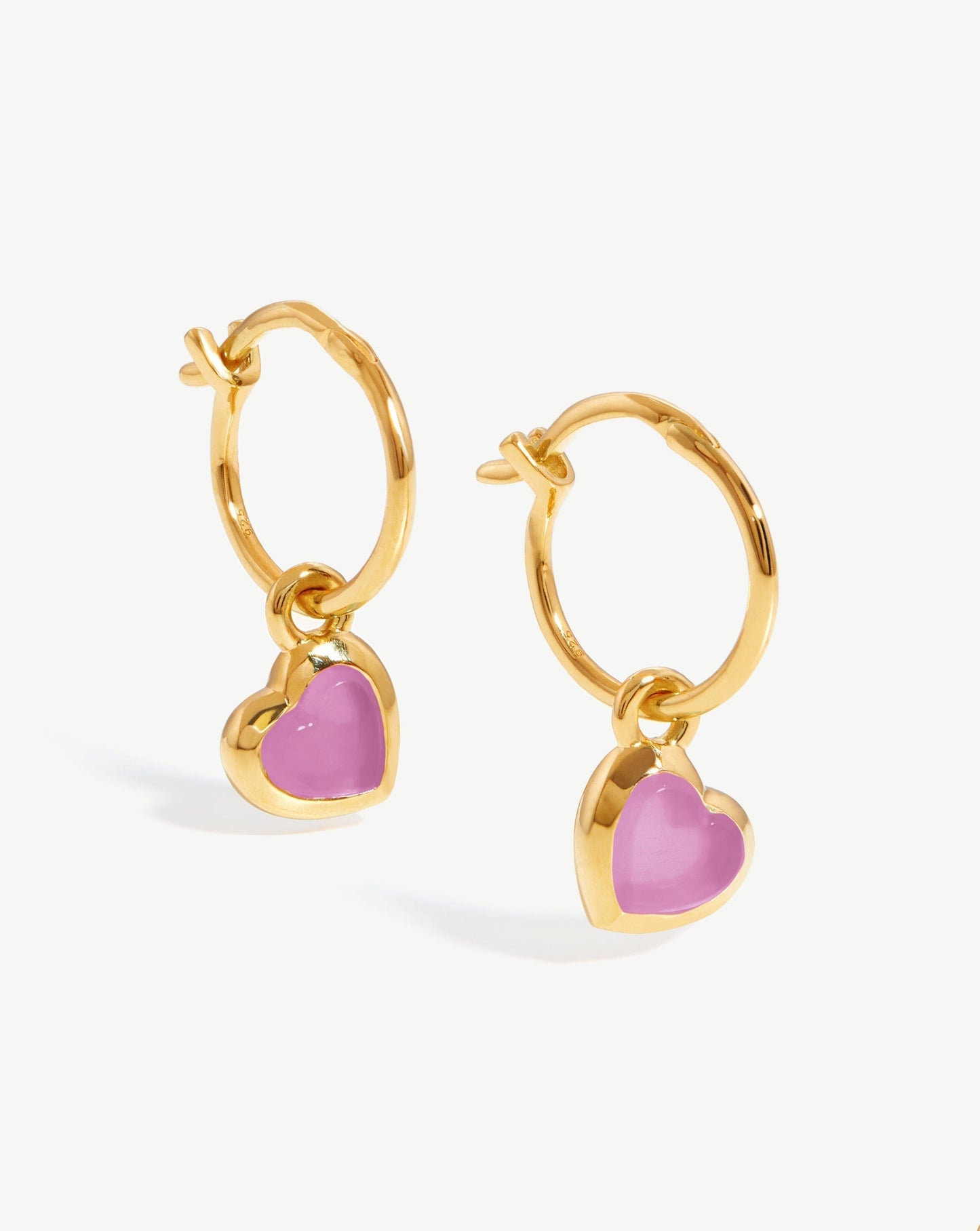 Jelly Heart Gemstone Charm Hoop Earrings