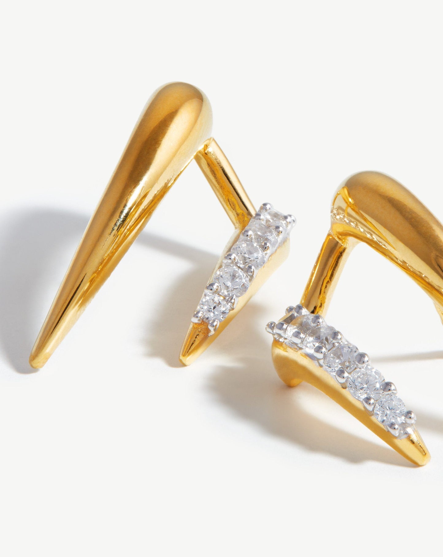 Large Claw Pave Double Stud Earrings