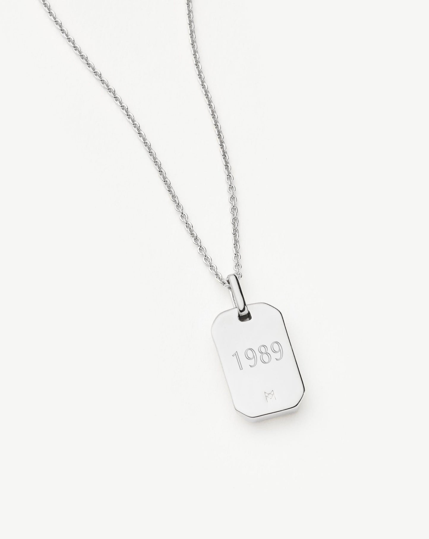 Mens Engravable Black Onyx Tag Pendant Necklace | Sterling Silver/Black Onyx