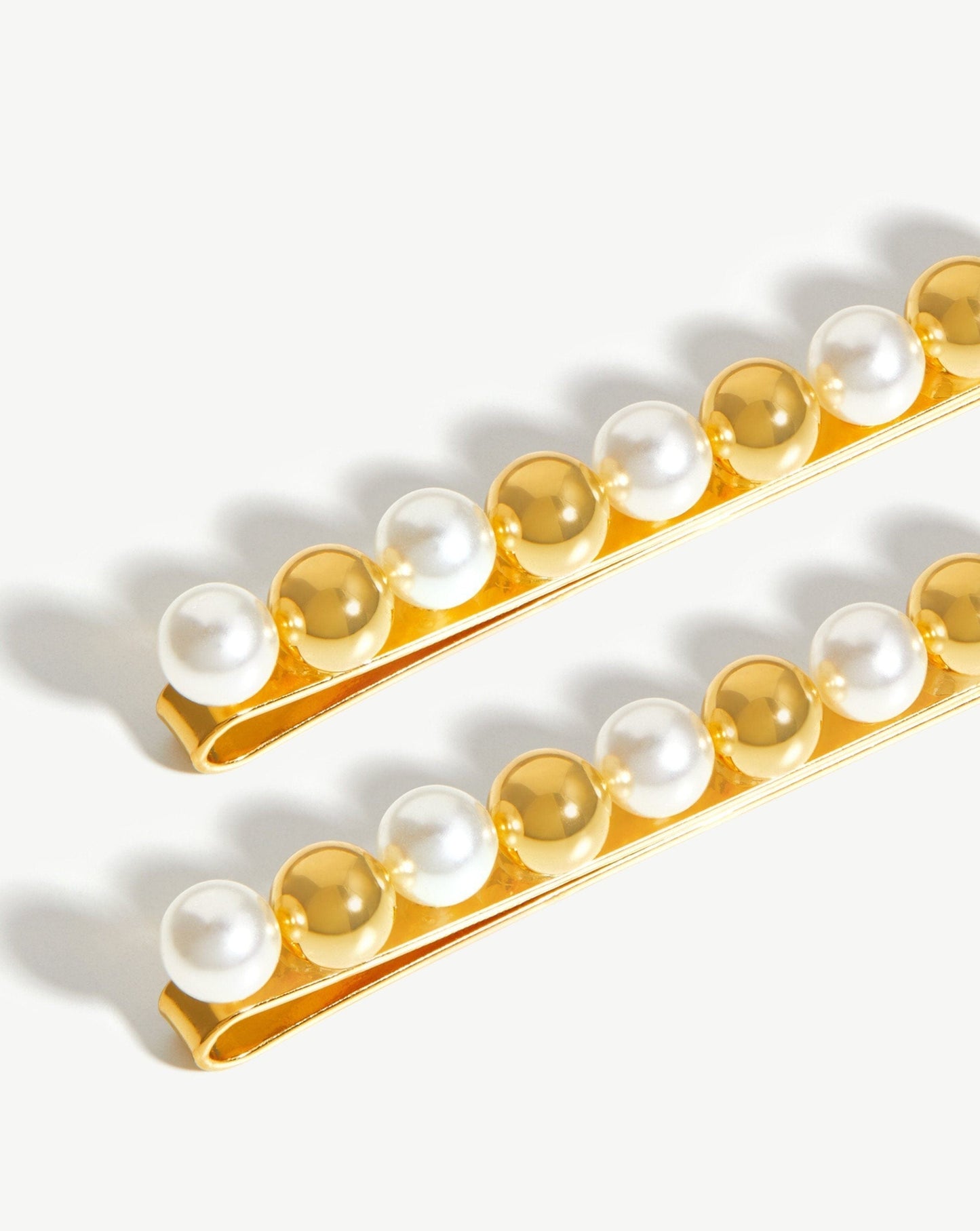 Mini Sphere Beaded Hair Clip Set | 18ct Gold Plated/Faux Pearl