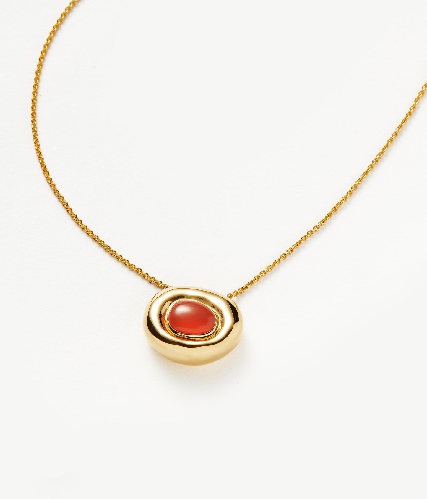 Molten Gemstone Doughnut Pendant Necklace | 18ct Gold Vermeil/Orange Chalcedony