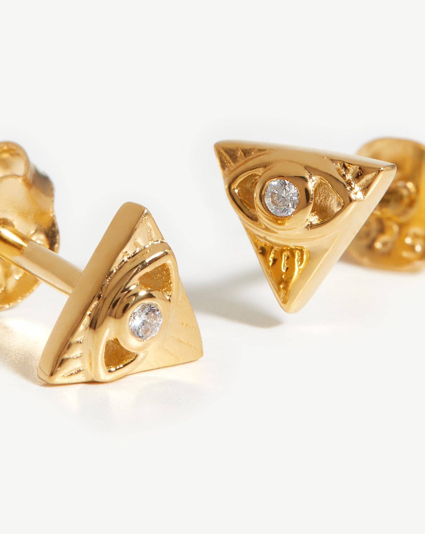 Pyramid Evil Eye Stud Earrings