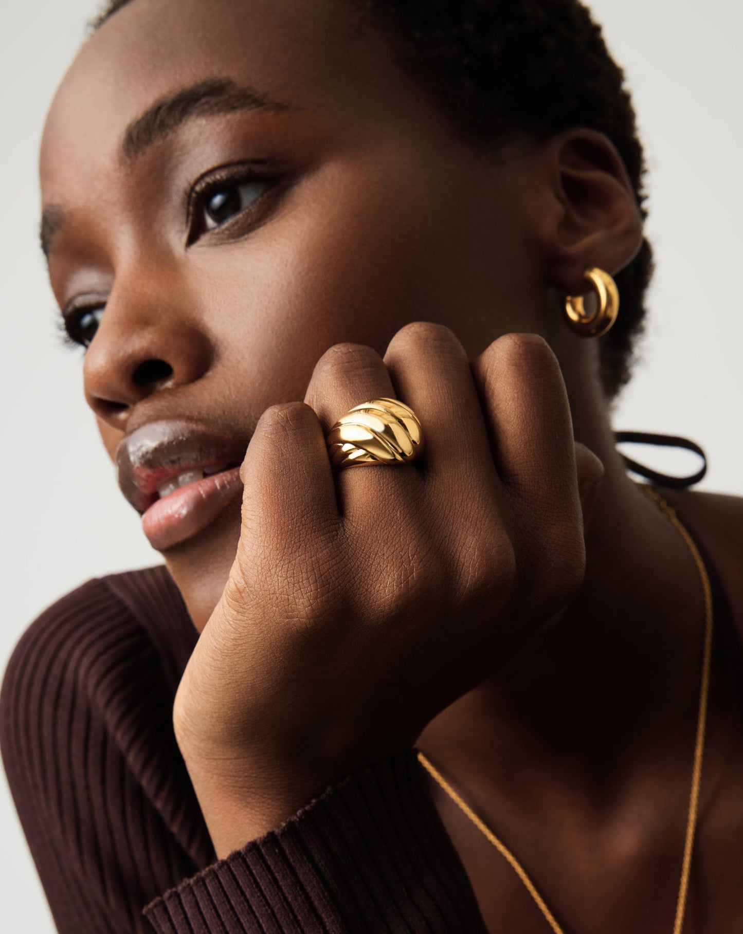 Rouje Kat Chunky Dome Open Ring | 18ct Gold Plated