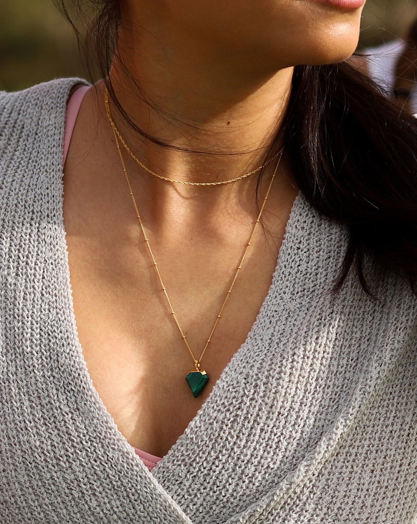 Shield Necklace | 18ct Gold Vermeil/Malachite