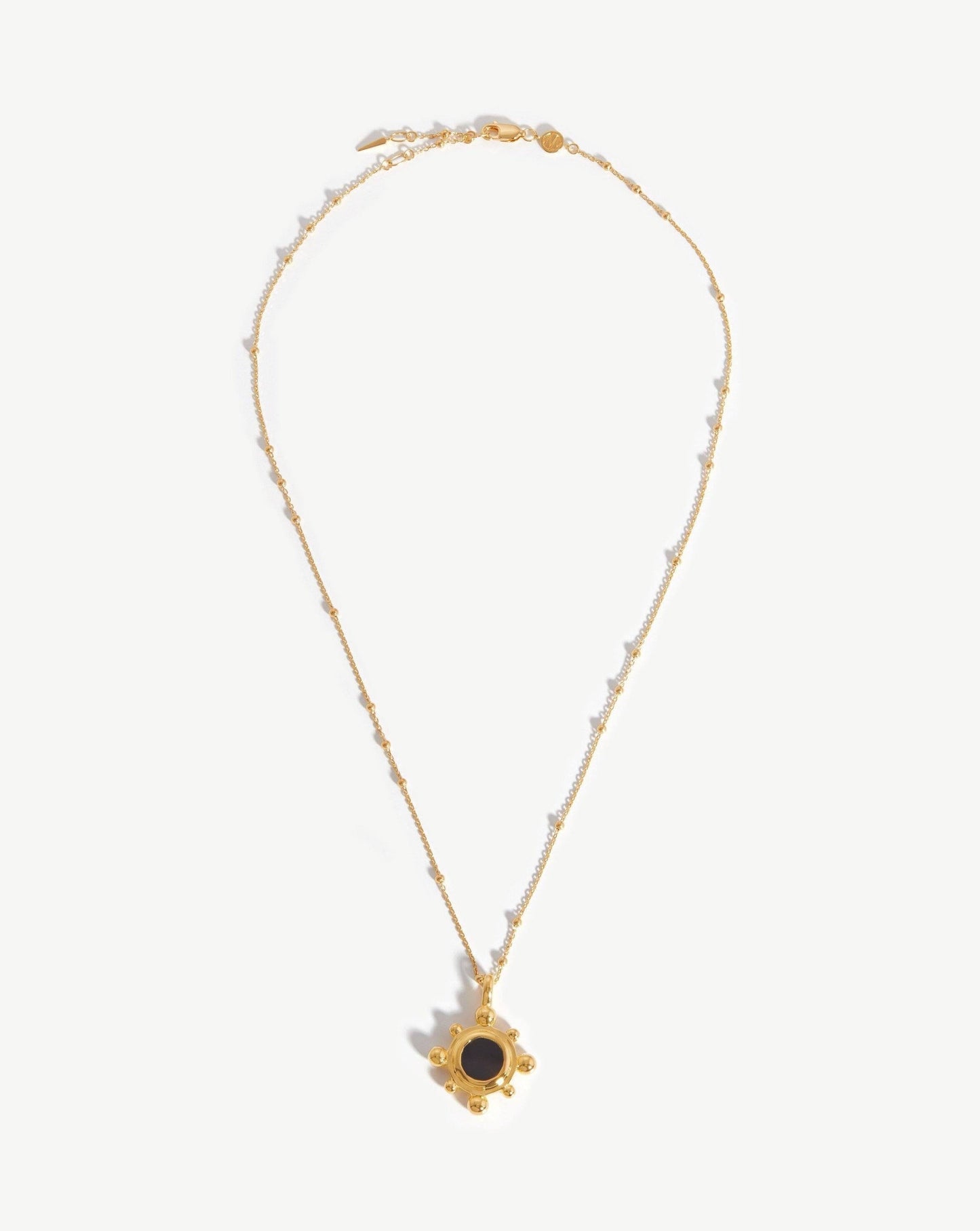 Sphere Round Pendant Necklace | 18ct Gold Plated/Black Onyx