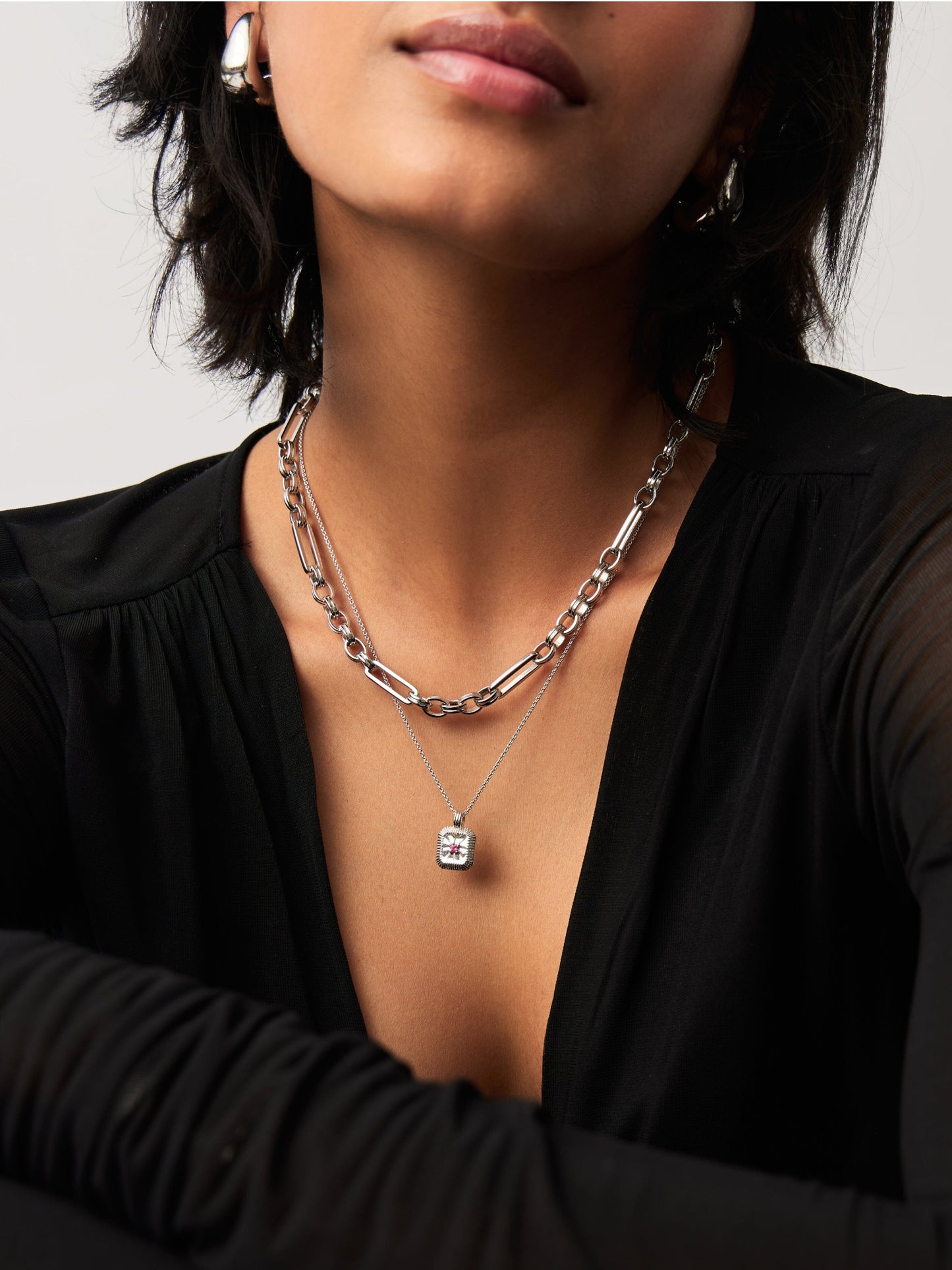 July Birthstone Pendant Necklace | Glass Filled Ruby/July