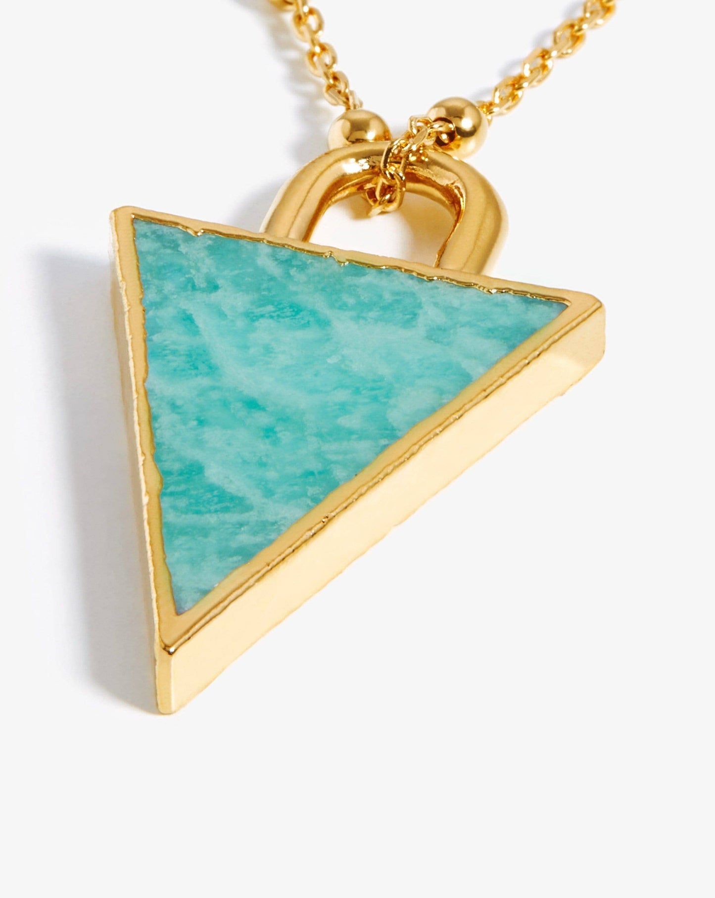 Triangle Pendant Chain Necklace | 18ct Gold Plated/Amazonite