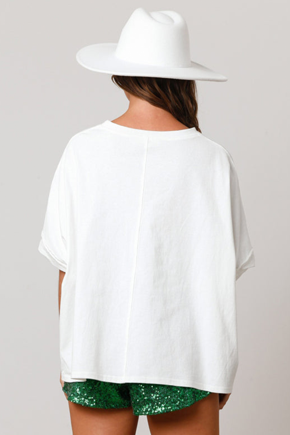White Lucky Tinsel Graphic St Patrick Fashion Tee