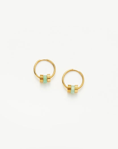 Abacus Beaded Small Charm Hoop Earrings | 18ct Recycled Gold Vermeil on Recycled Sterling Silver