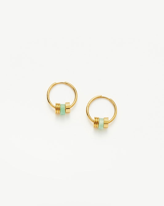 Abacus Beaded Small Charm Hoop Earrings | 18ct Recycled Gold Vermeil on Recycled Sterling Silver