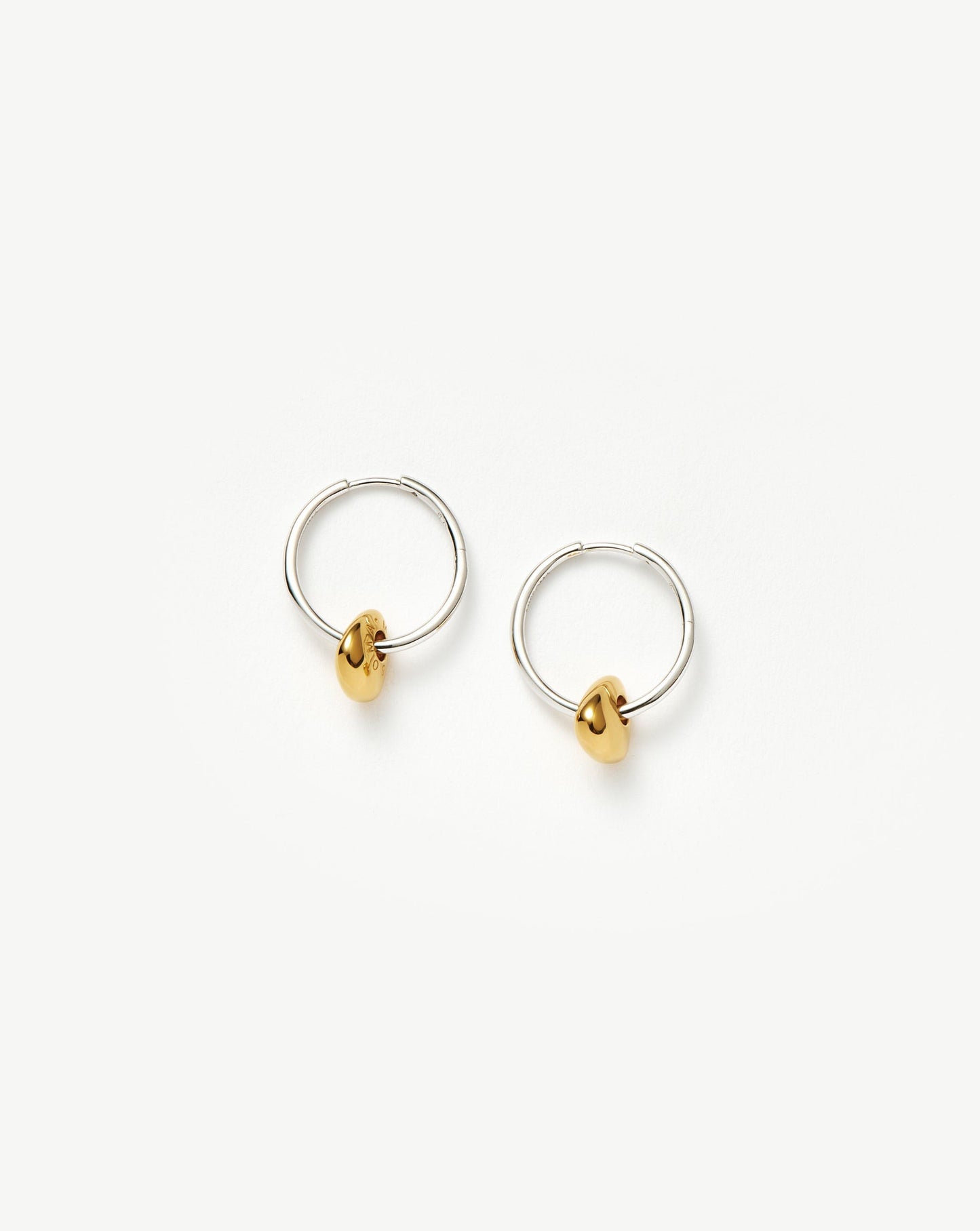 Abacus Nugget Small Charm Hoop Earrings | 18ct Recycled Gold Vermeil and Rhodium on Sterling Silver