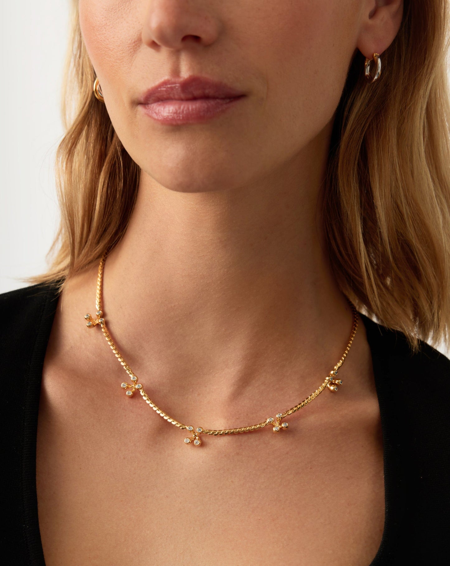 Atom Charm Necklace | 18ct Gold Plated Cubic Zirconia