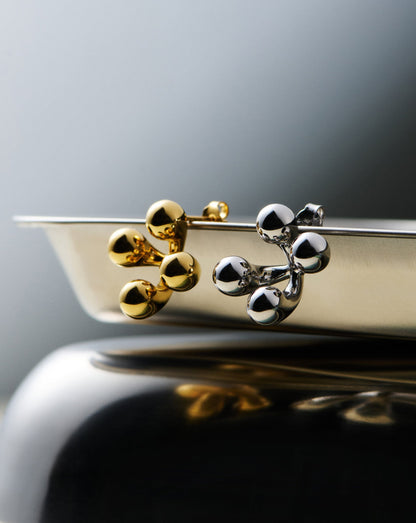 Atom Oversized Stud Earrings | Silver Plated