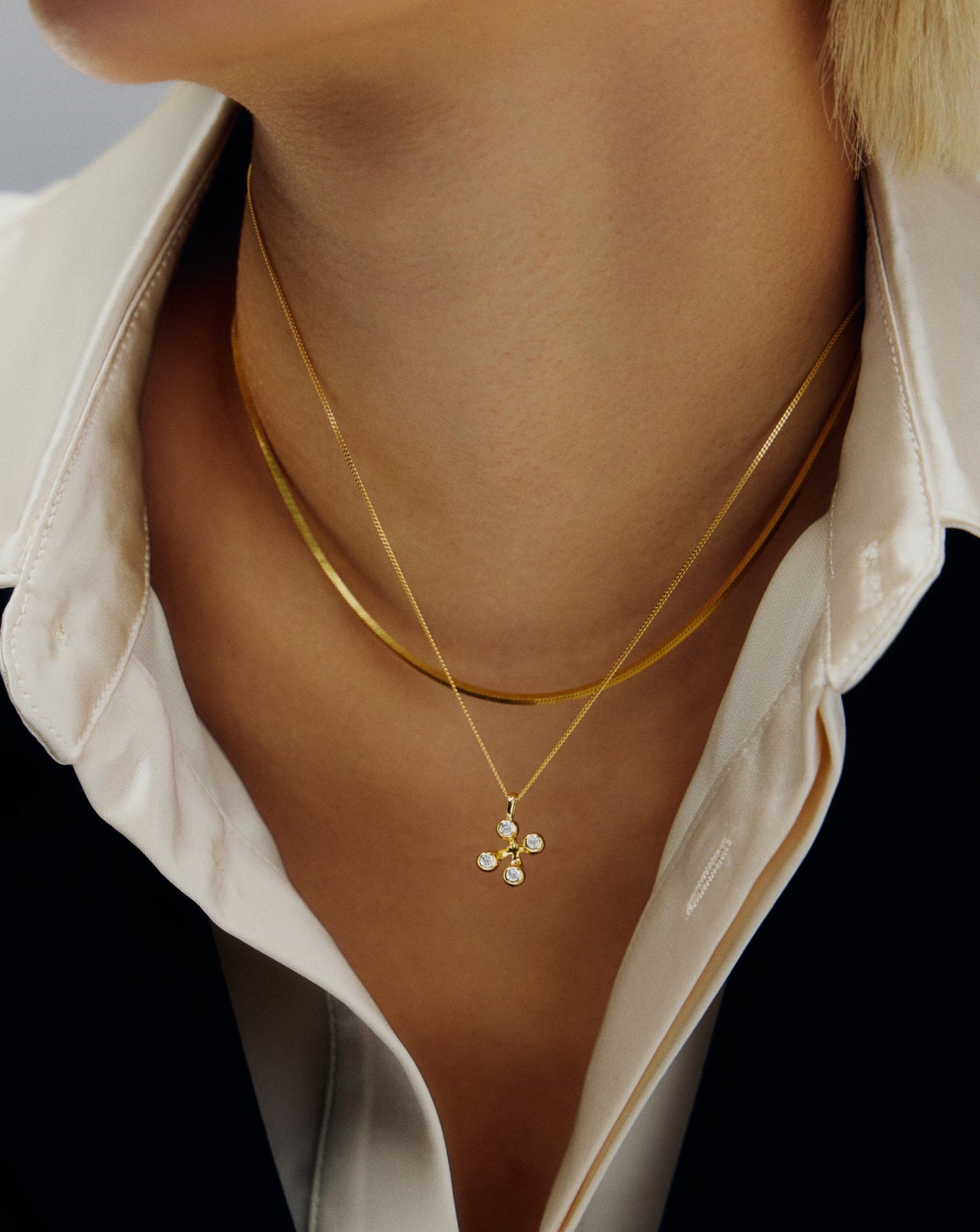 Atom Pendant Necklace | 18ct Gold Vermeil Cubic Zirconia