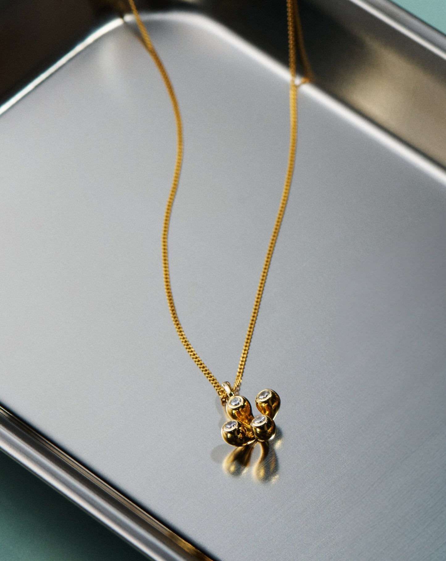Atom Pendant Necklace | 18ct Gold Vermeil Cubic Zirconia