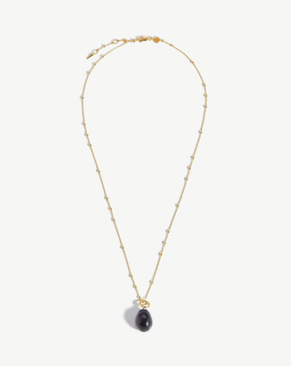 Baroque Pearl Chain Necklace | 18ct Gold Vermeil/Grey Pearl