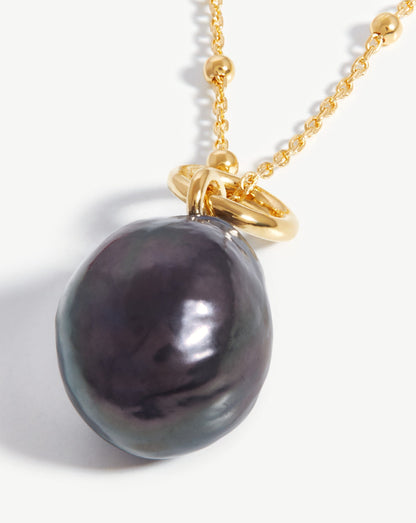 Baroque Pearl Chain Necklace | 18ct Gold Vermeil/Grey Pearl