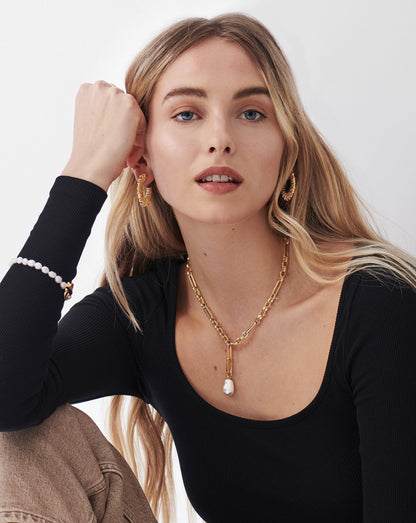Baroque Pearl Clip-On Pendant | 18ct Gold Plated/Pearl