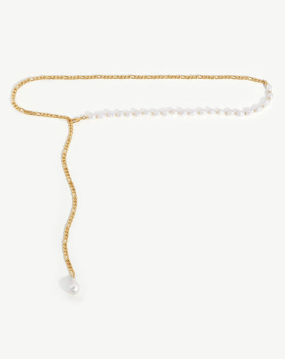 Baroque Pearl Figaro Chain Belt | 18ct Gold Plated/Pearl