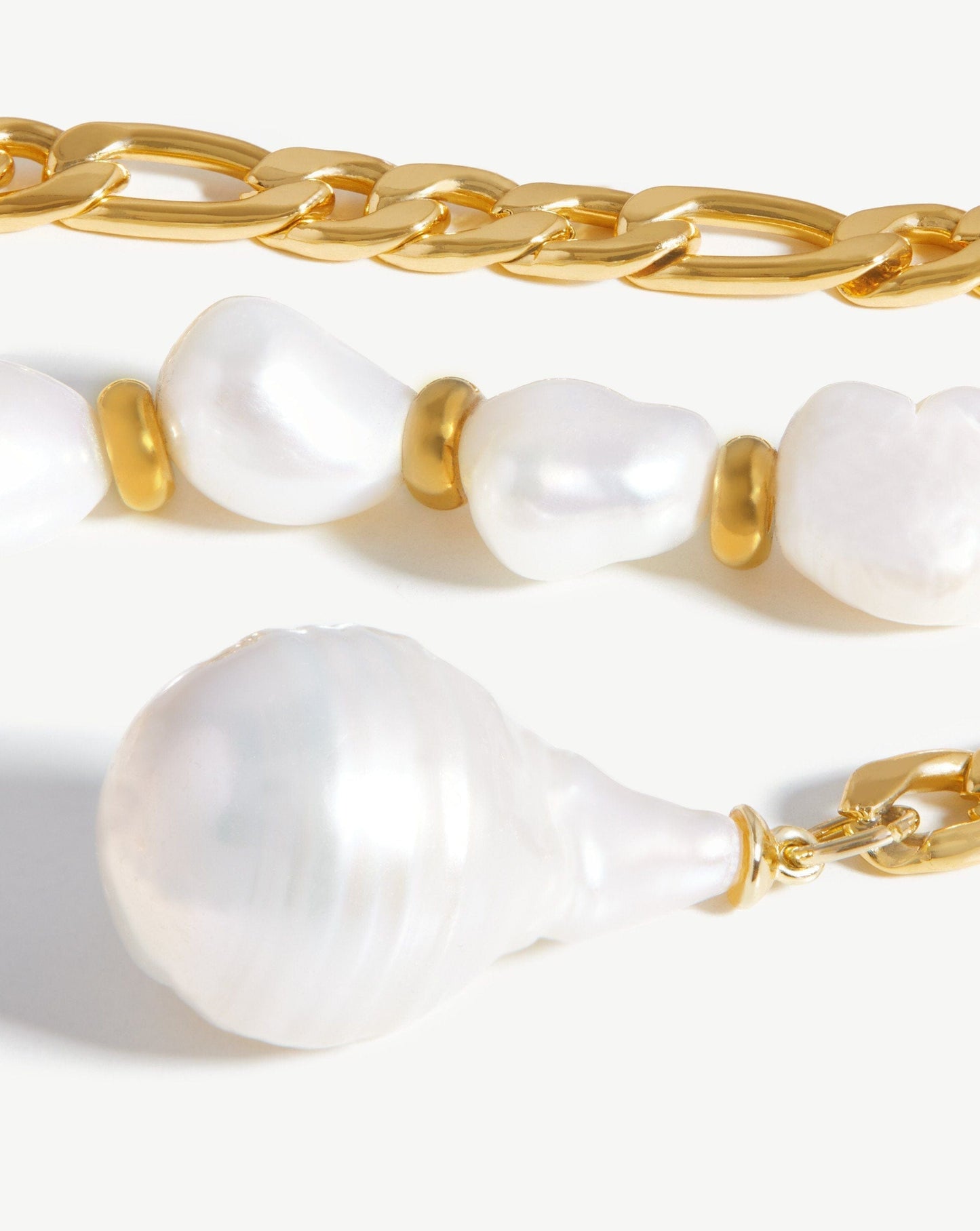 Baroque Pearl Figaro Chain Belt | 18ct Gold Plated/Pearl