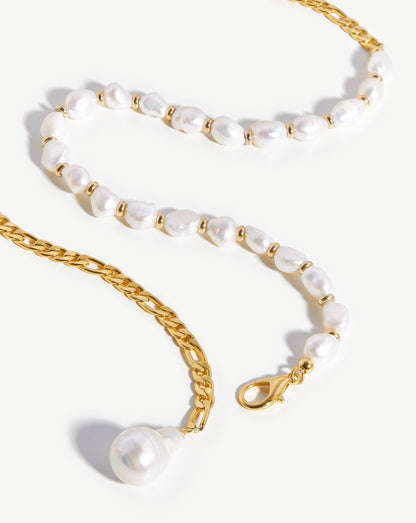 Baroque Pearl Figaro Chain Belt | 18ct Gold Plated/Pearl