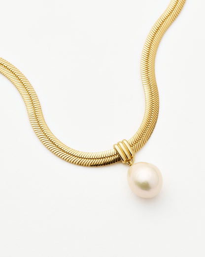 Baroque Pearl Snake Chain Pendant Necklace | 18ct Gold Vermeil/Pearl