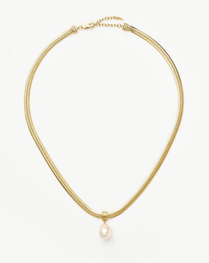 Baroque Pearl Snake Chain Pendant Necklace | 18ct Gold Vermeil/Pearl
