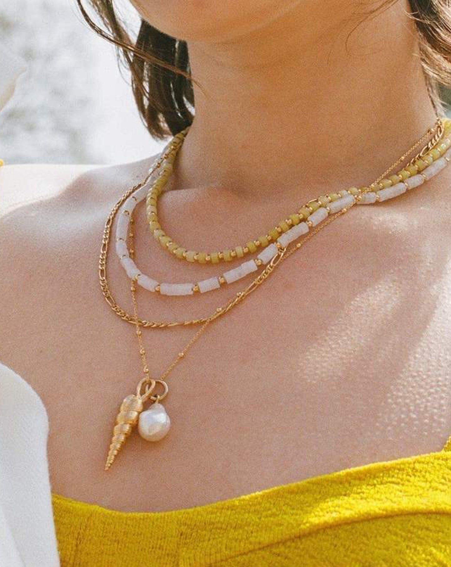 Baroque Pearl & Spiral Shell Pendant Necklace | 18ct Gold Plated/Pearl