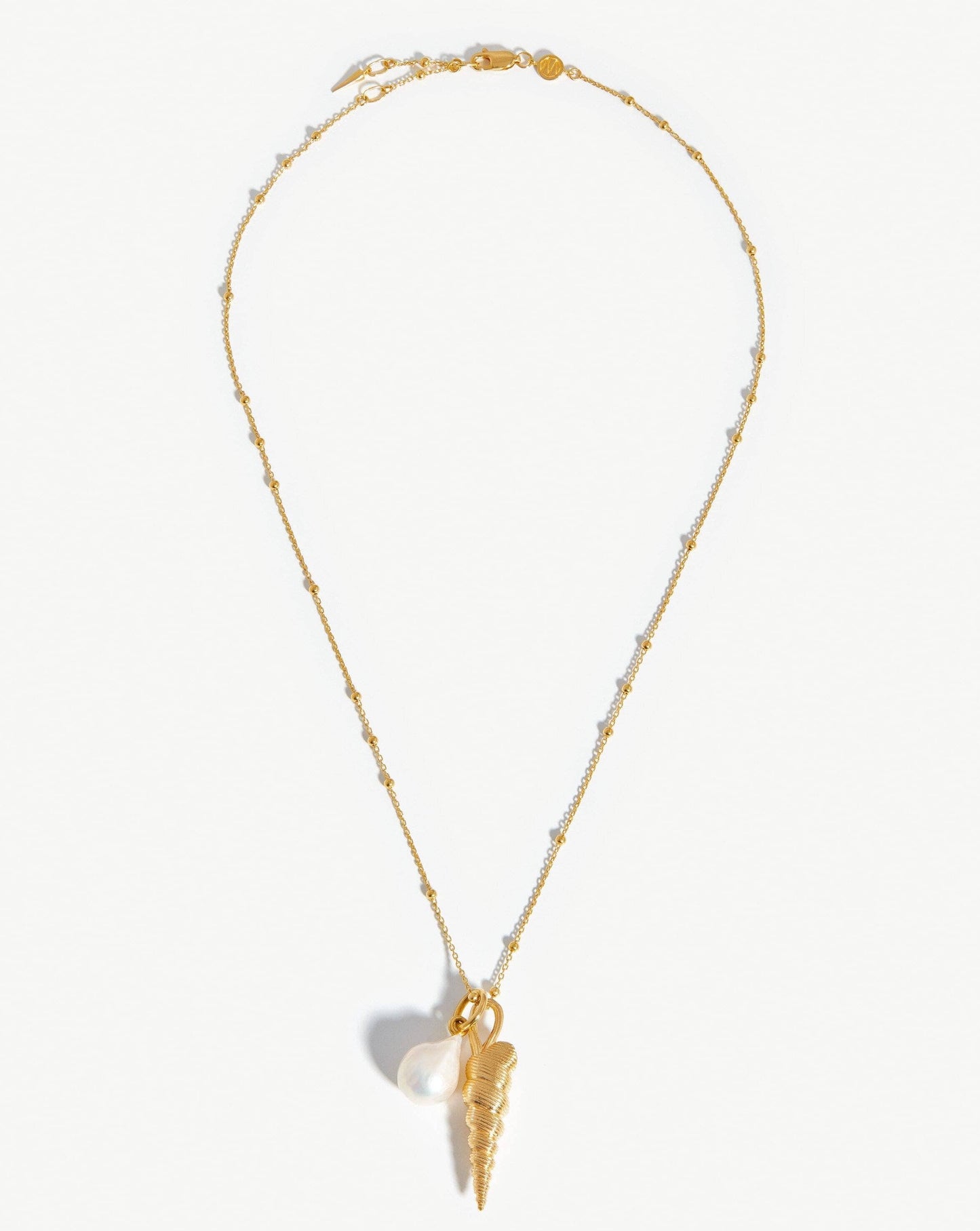 Baroque Pearl & Spiral Shell Pendant Necklace | 18ct Gold Plated/Pearl